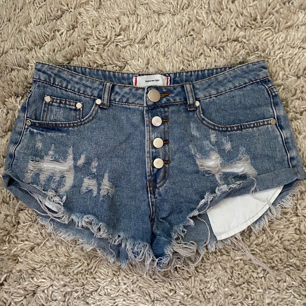 Signature8 Light Wash High Rise Denim Shorts
